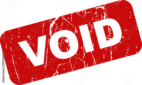 Red void stamp with white text on white background