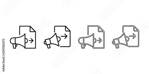 Marketing icon, advertisement, promotion, public relations, announcement, brand awareness, commercial, social media marketing vector.