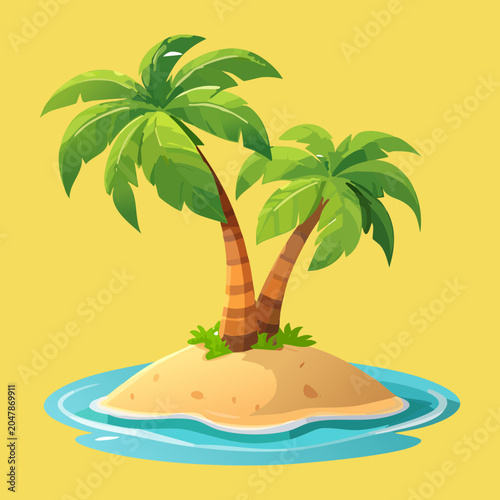 Photography lush tropical island oasis with multiple palm trees hidden treasure location map