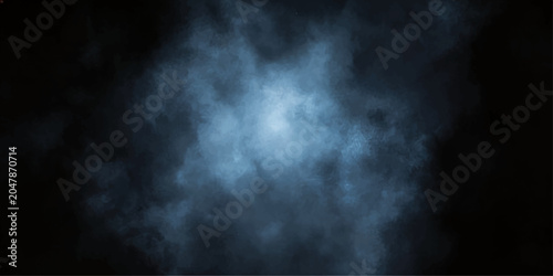 Quadro su tela Ethereal blue mist swirls and drifts in the darkness, illuminated by a soft, luminous glow that hints at a mysterious, otherworldly presence, creating an atmosphere of suspense and intrigue