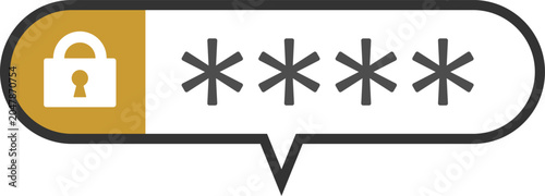 Color Security Authentication Vector Icon with Lock and Password in Speech Bubble