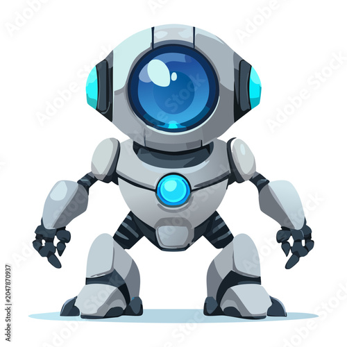 Konstfotografi Bipedal military drone security guard robot with double mechanical claw hands fo