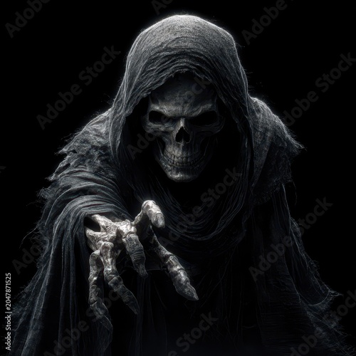 Menacing Grim Reaper Reaching Out in Darkness