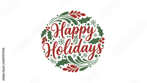 Canvas-taulu Holiday greeting card with festive holly design.
