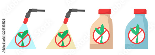 Herbicide icon set. Herbicide warning. Vector icon set.