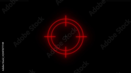 Red neon target reticle hud overlay for gaming and sci-fi motion crosshair
