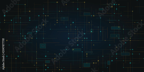 Abstract digital technology background with glowing network lines