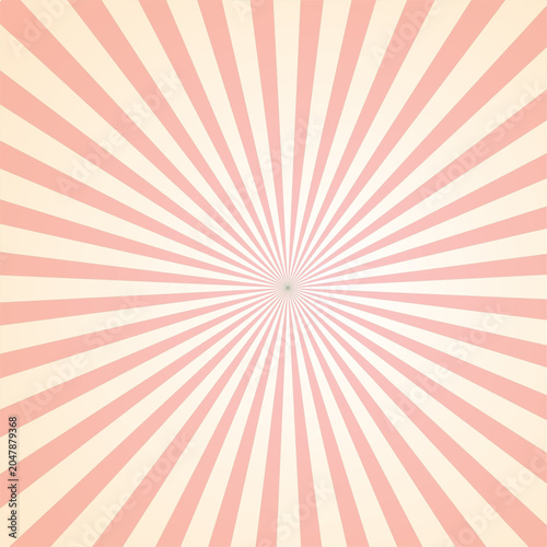 Retro Pink and Cream Sunburst Background Vector.