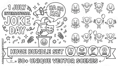 Schilderij op canvas International joke day huge bundle set with 50 unique scenes.