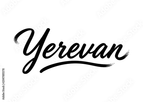 Obraz na plátně Yerevan city name. Vector city name brush on a white background