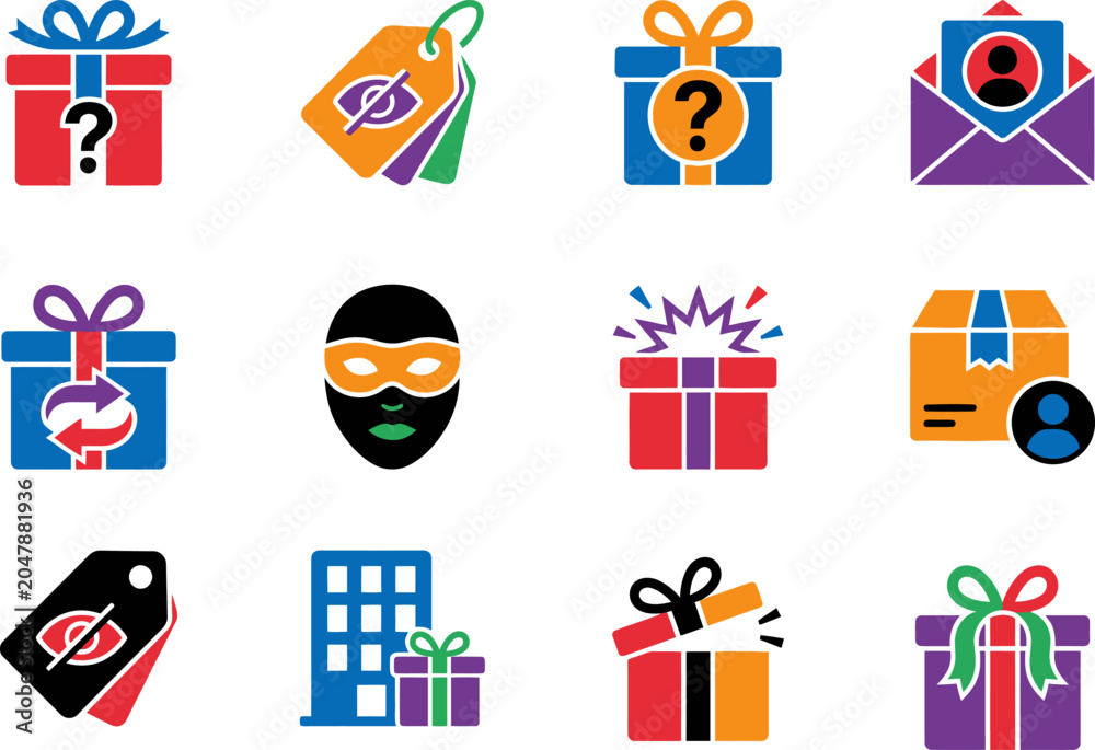 Fototapeta premium Colorful flat design icons of gifts and business concepts on white background