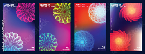 Abstract Gradient Poster Set with Floral Geometric Patterns