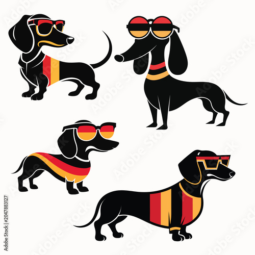 Germany Jersey Fashion Dachshund Dog Silhouette Logo Line Art