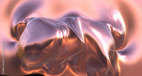 Foto Abstract Rose Gold Metallic Fluid Form Luxury 3D Render Background Illustration