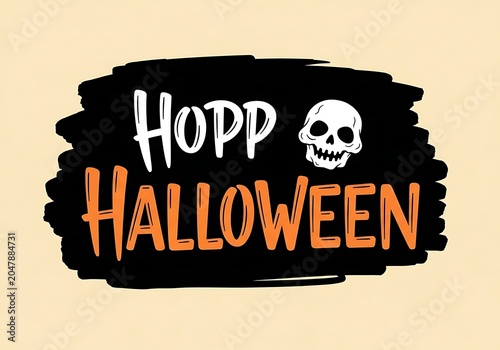 Halloween skull banner with spooky text on chalkboard style background