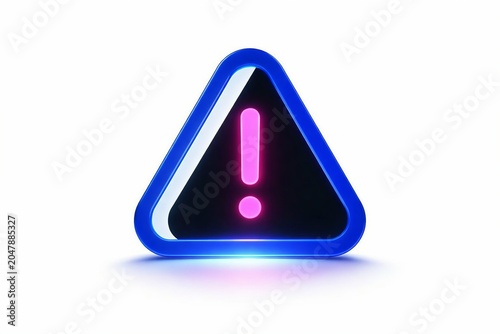 Modern warning triangle icon with glowing exclamation mark