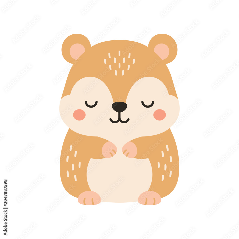 Fototapeta premium Vector illustration of cute baby animals, charming cartoon characters from the wild, design for a child's room, in isolated form