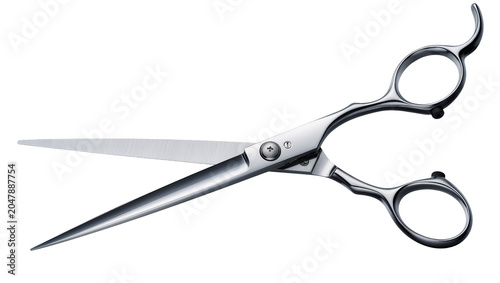 Foto Isolated professional metallic hair cutting shears for barbers and stylists, sha