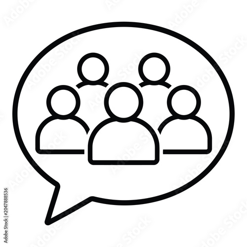 People In Speech Bubble Icon Black Line Art On White Background