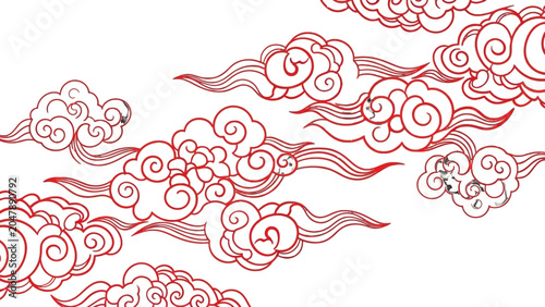 Red swirling clouds graphic design element.