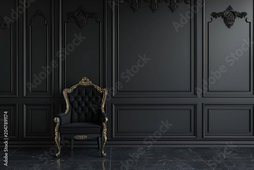 stylist and royal Modern bedroom interior with empty black wall