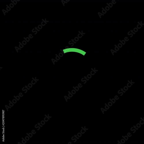 circular green tick mark icon animation on white and black screen background 