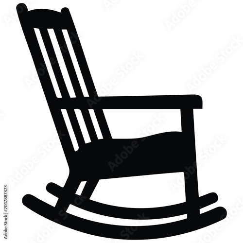 Rocking chair silhouette illustration, comfortable and vintage style for relaxation vector.