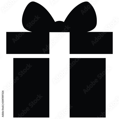 Present box silhouette vector illustration featuring large bow for festive gift occasions.