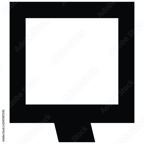 Square frame vector silhouette illustration with bottom projection for display design.