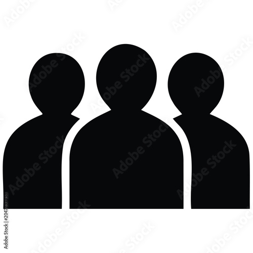 Three abstract human group silhouette vector illustration for social diversity and connection.