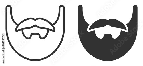 Tableau sur toile beard and mustache icon set, facial hair style illustration, grooming and person