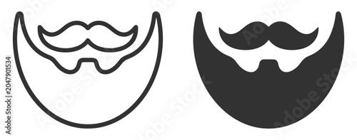 Foto Beard and mustache icons vector set, facial hair silhouette and outline illustra