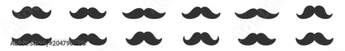 Foto set of black moustache silhouettes vector illustration of facial hair elements o