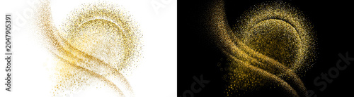 Bilde på lerret Golden dust particles forming elegant swirling patterns and dynamic flowing wave
