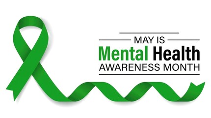 Mental Health Awareness Month green ribbon graphic for social media campaigns
