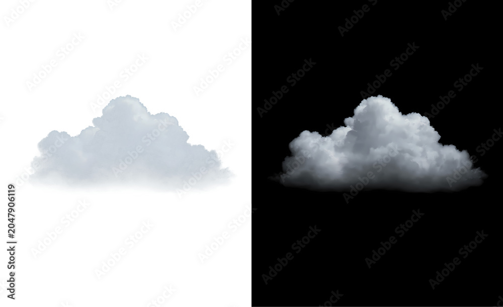 Fototapeta premium Realistic image of white cumulus clouds with a detailed fluffy texture. Isolated on a transparent background for visual overlay. Image in PNG format.