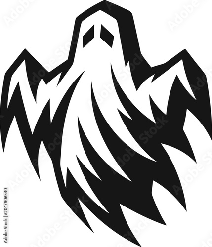 Картината върху платно Stylized ragged ghost silhouette with tattered cloak and glowing diamond shaped eyes