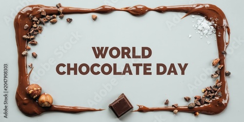 Chocolate celebration on World Chocolate Day with cocoa beans and sweets