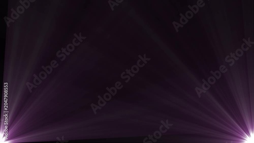 Purple neon spotlight beams moving across a dark black background creating a dramatic stage lighting laser ray effect for party concerts events club or theater show background loop animation.