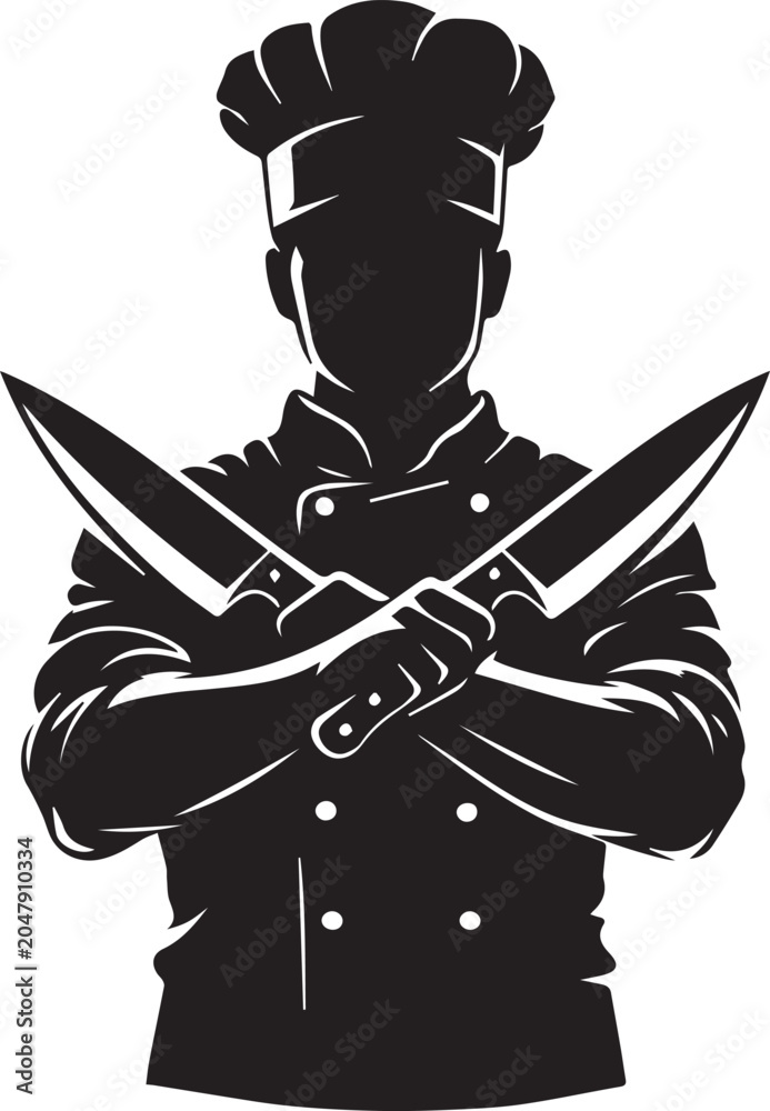 Obraz premium Silhouette of Person Holding Scissors in Dramatic Black and White Contrast