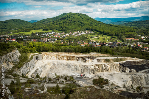 View of historic Štramberk and surrounding hills in the Czech Republic.