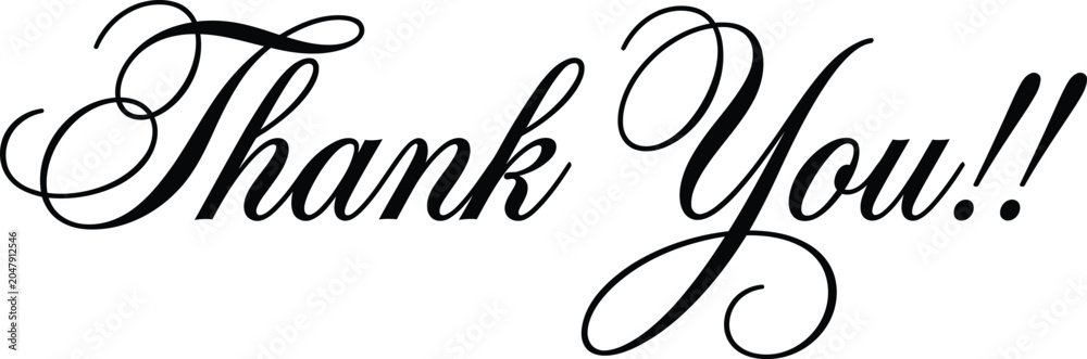 Obraz premium Elegant thank you message in cursive script
