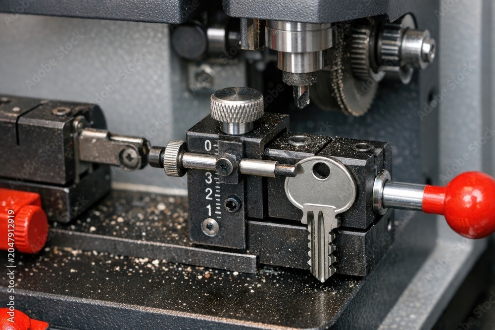 Fototapeta premium A close-up shot of a machine with keys, suitable for use in technology or industry-related contexts