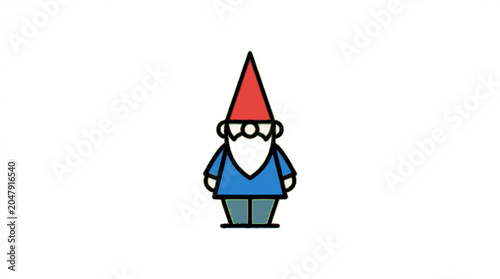 Vászonkép Garden Gnome flat vector illustration cute cartoon icon design