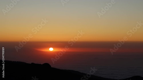 Golden sunset over the Atlantic Ocean from Mount Teide