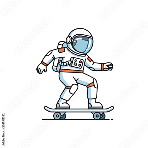 Astronaut Riding a Skateboard in Outer Space.
