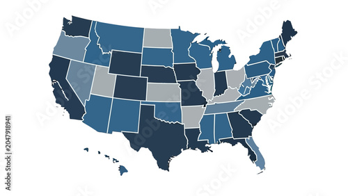 Foto Color-coded map of the United States.