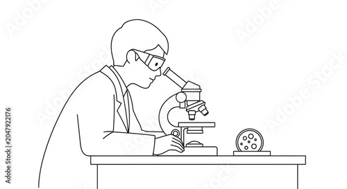 Canvastavla Scientist looking through microscope, conducting research in laboratory setting