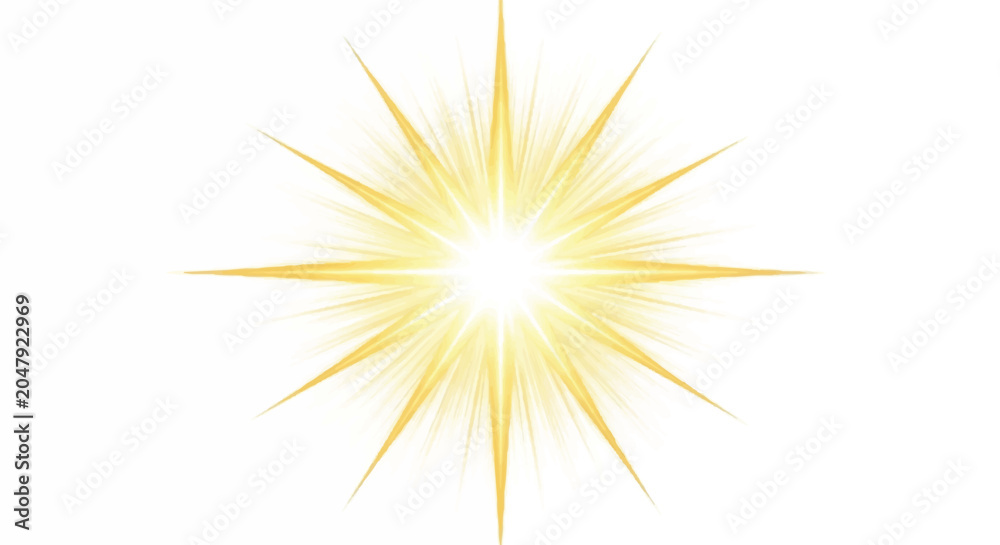 Fototapeta premium Bright Yellow Starburst Light Effect with Rays.