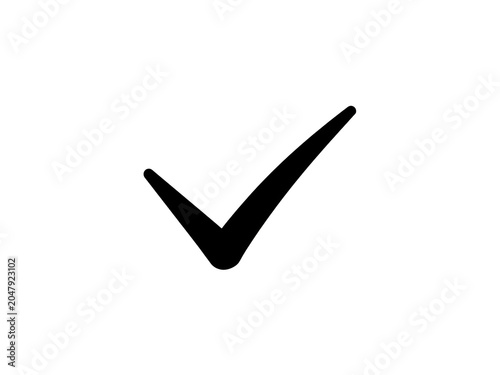 Simple black checkmark symbol indicating approval or confirmation isolated on transparent background